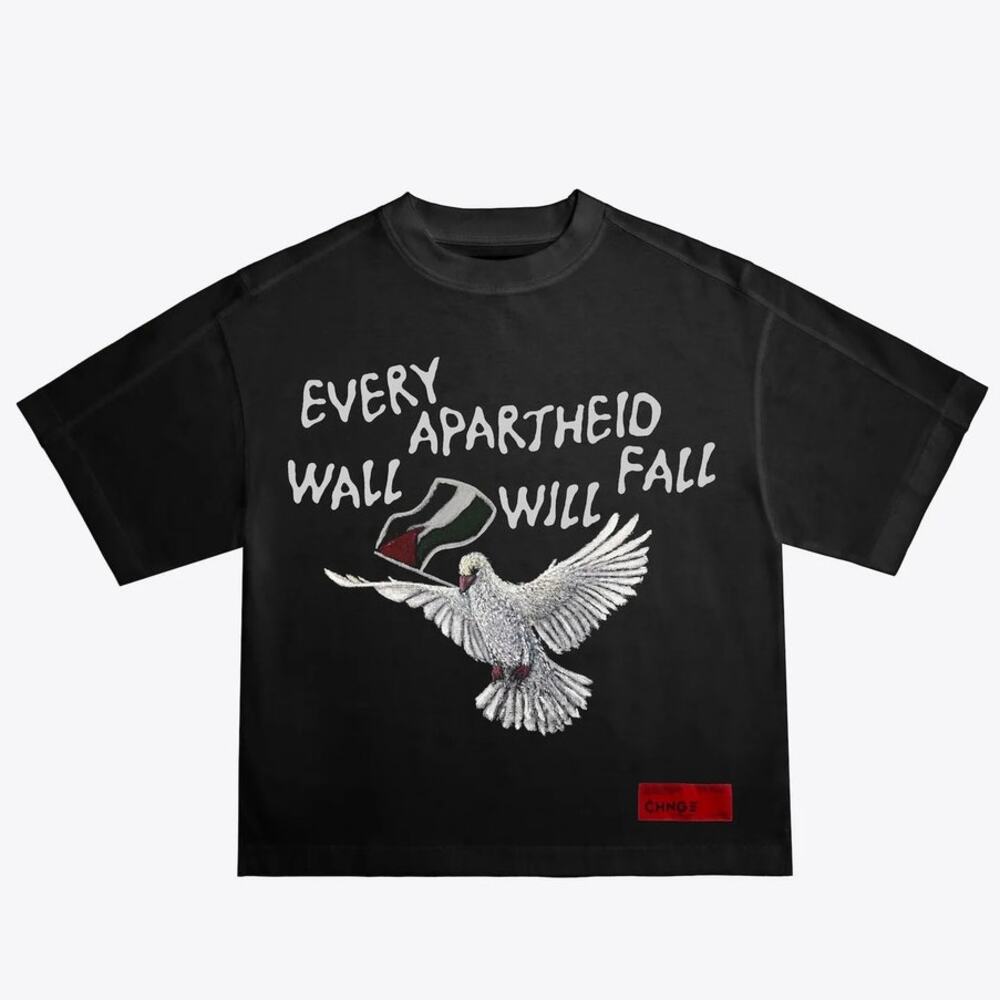 NEW CHNGE Apartheid Walls Will Fall T Shirt Men's Black Short Sleeve Graphic XL